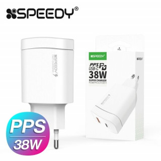 [스피디] 가정용 38W(PD20W+QC18W) 2포트 PPS 초고속 충전기(케이블 미포함) [BOX (x100EA)단위 구매가능]